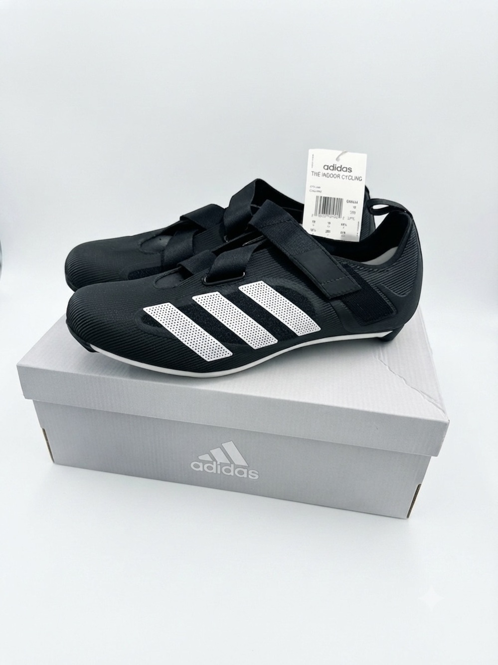 Men’s - adidas Black Indoor Cycling Shoes with White Stripes